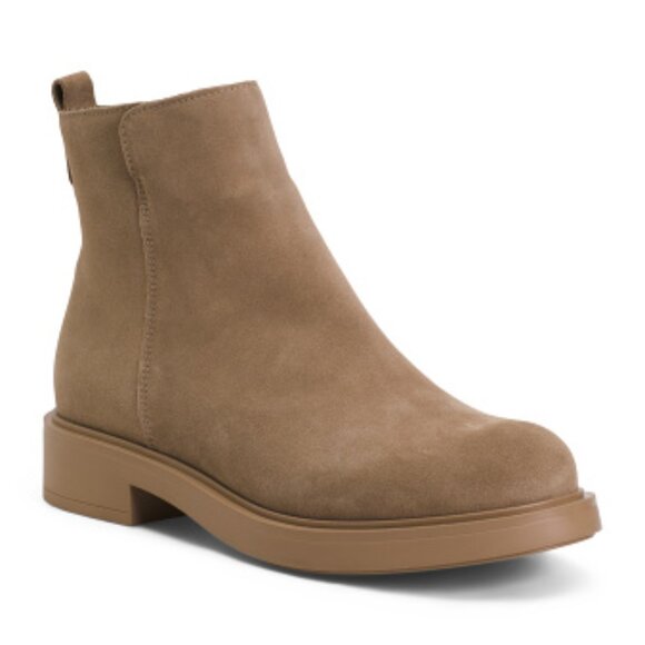 La CANADIENNE Shoes - La Canadienne Waterproof Suede Ankle Booties in Tan